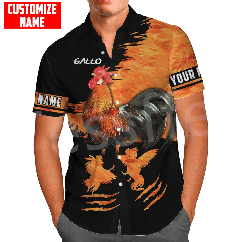 Mexican Rooster Cook Chicken Animal Tattoo Camo Retro 3DPrint Summer Streetwear Collar Casual Hawaiian Shirts Short Sleeves X1