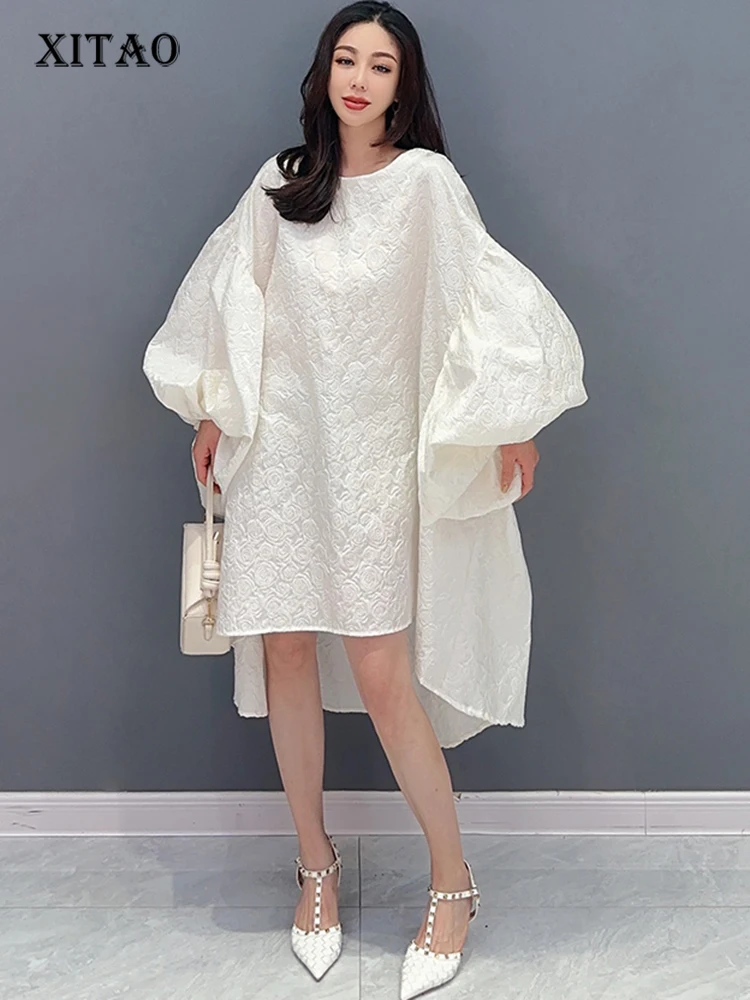 

XITAO, темпераментное повседневное свободное платье, необычные, тонкие, универсальные, мода 2023, Осеннее женское новое платье-пуловер DMJ2100