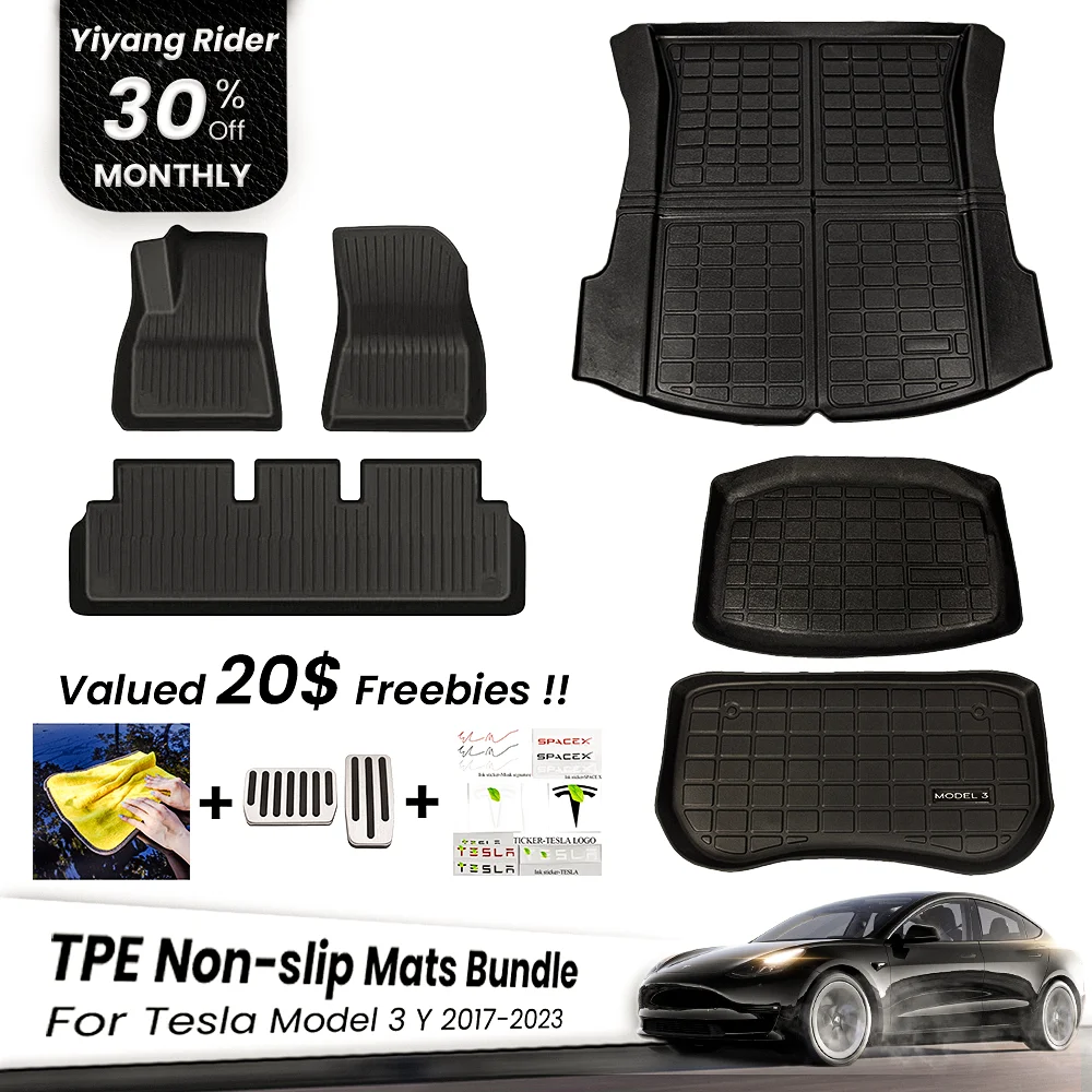 

2023 Tesla Model Y 3 TPE Storage Trunk Mat Accessories Tail Compartment Storage Pad Modification For Auto Protective 2022 Parts
