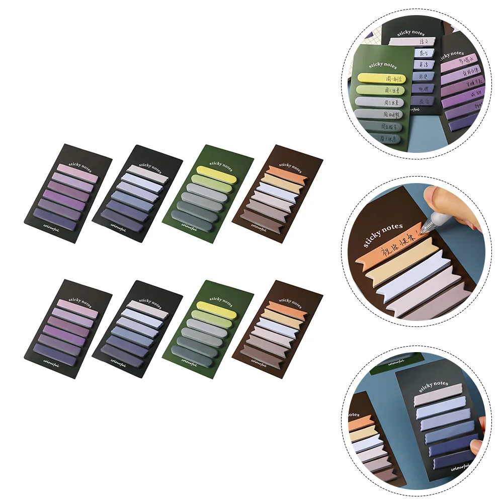 

8 Sets Gradient Notes Pads Adhesive Notepads Stickers Students Memo Paper Self-adhesive Office Notebook Tabs Mini sticky
