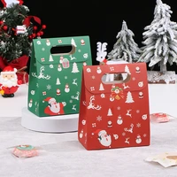 1020pcs merry christmas gift bags with handle santa claus deer pattern paperboard handbag xmas candy cookie gifts packaging bag