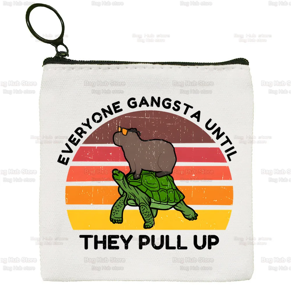 Capybara Canvas Coin Purse Key Bag Classic Zipper Capybaras Is My Spirit Animals Storage Bag Customized Wallet With Card Holders