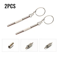 2pc mini 3in1 screwdriver portable spectacles watch repair kit keyring keychain multi function screwdriver household hand tools