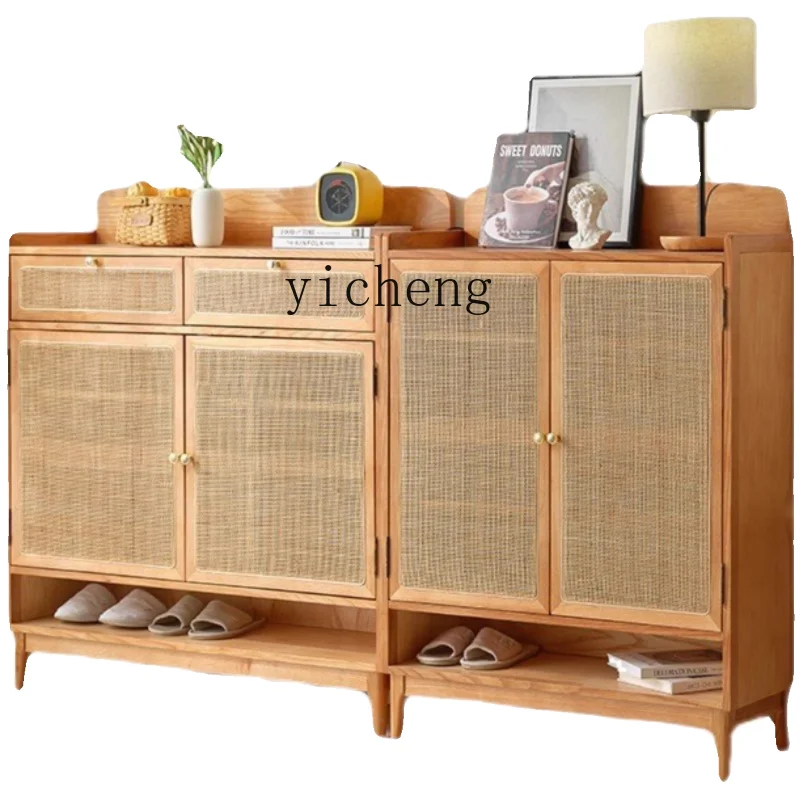 ZF Solid Деревянный шкафчик для обуви винтажный ультратонкий и простой домашний