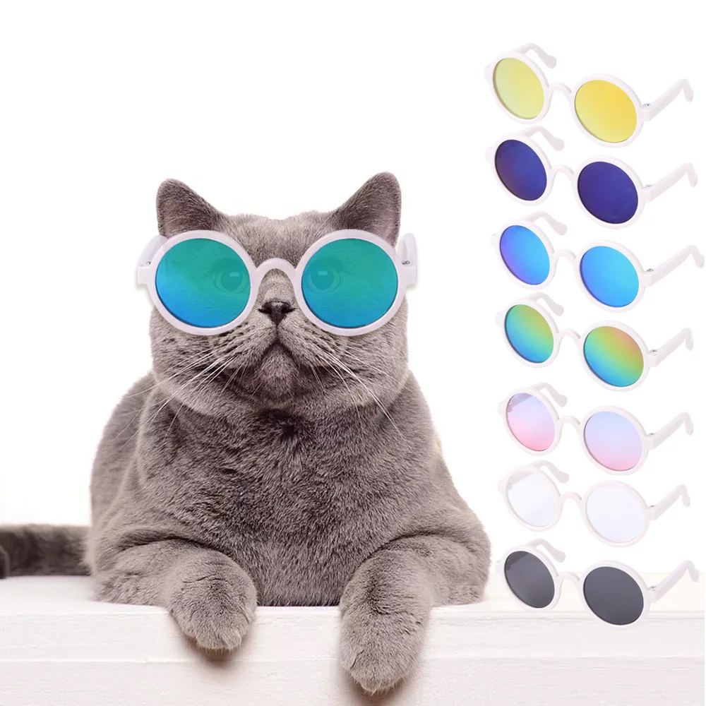 

Lovely Vintage Round Cat Sunglasses Reflection Eye Wear Glasses for Small Dog Cat Pet Photos Pet Products Props Accessories