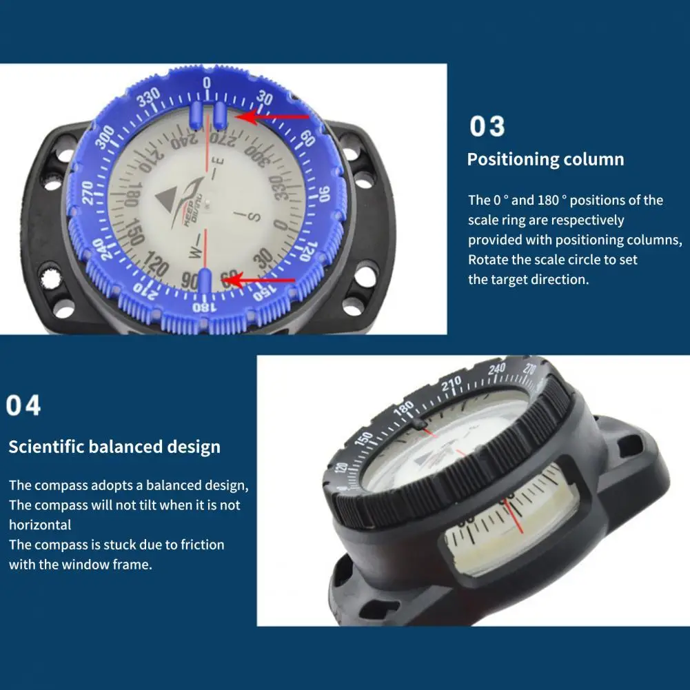 

ABS Useful Practical Diving Navigation Compass Compact Diving Compass Side Window for Diving
