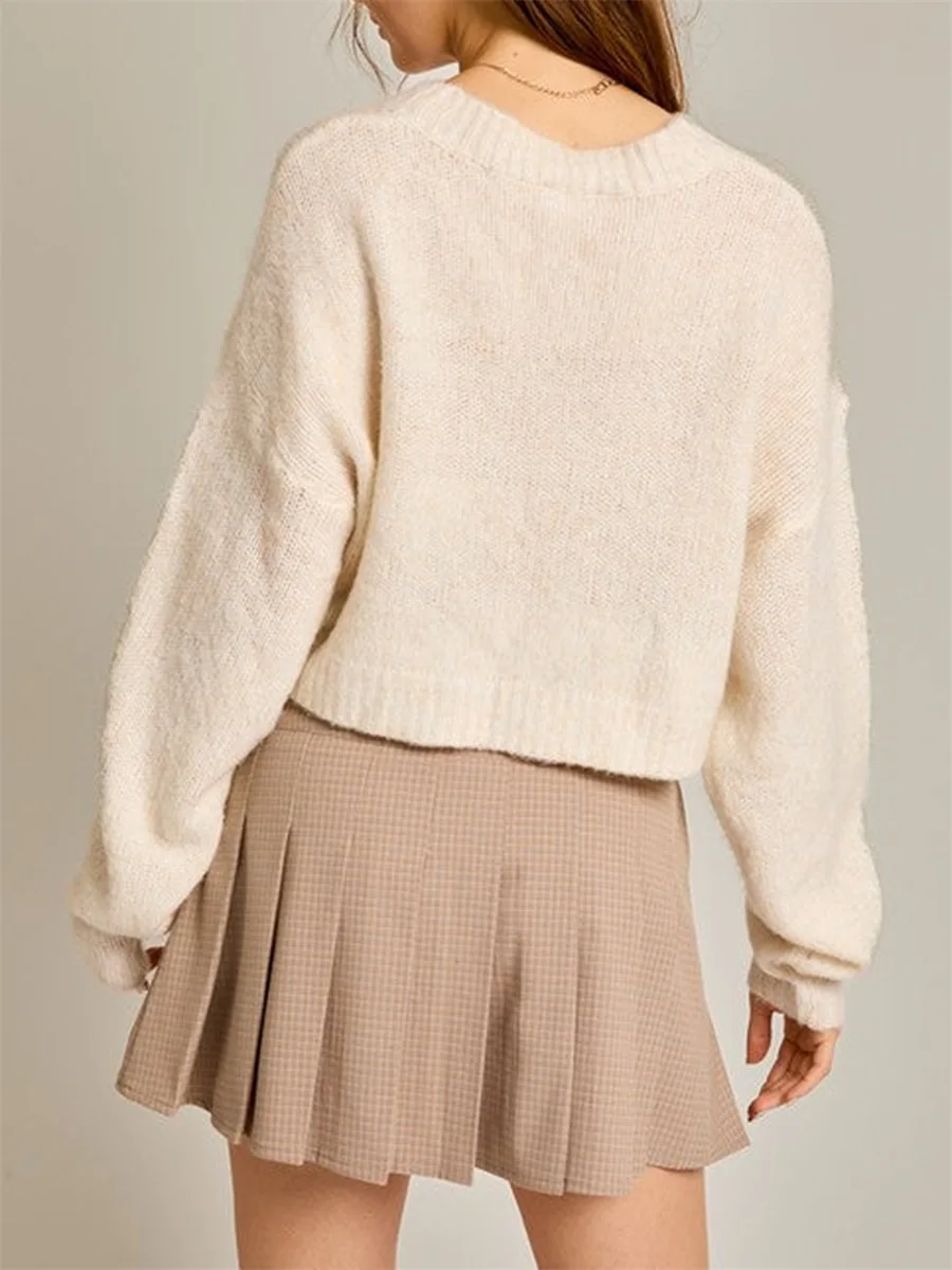 Женские удобные укороченные свитера повседневные милые теплые пуловеры с бантом