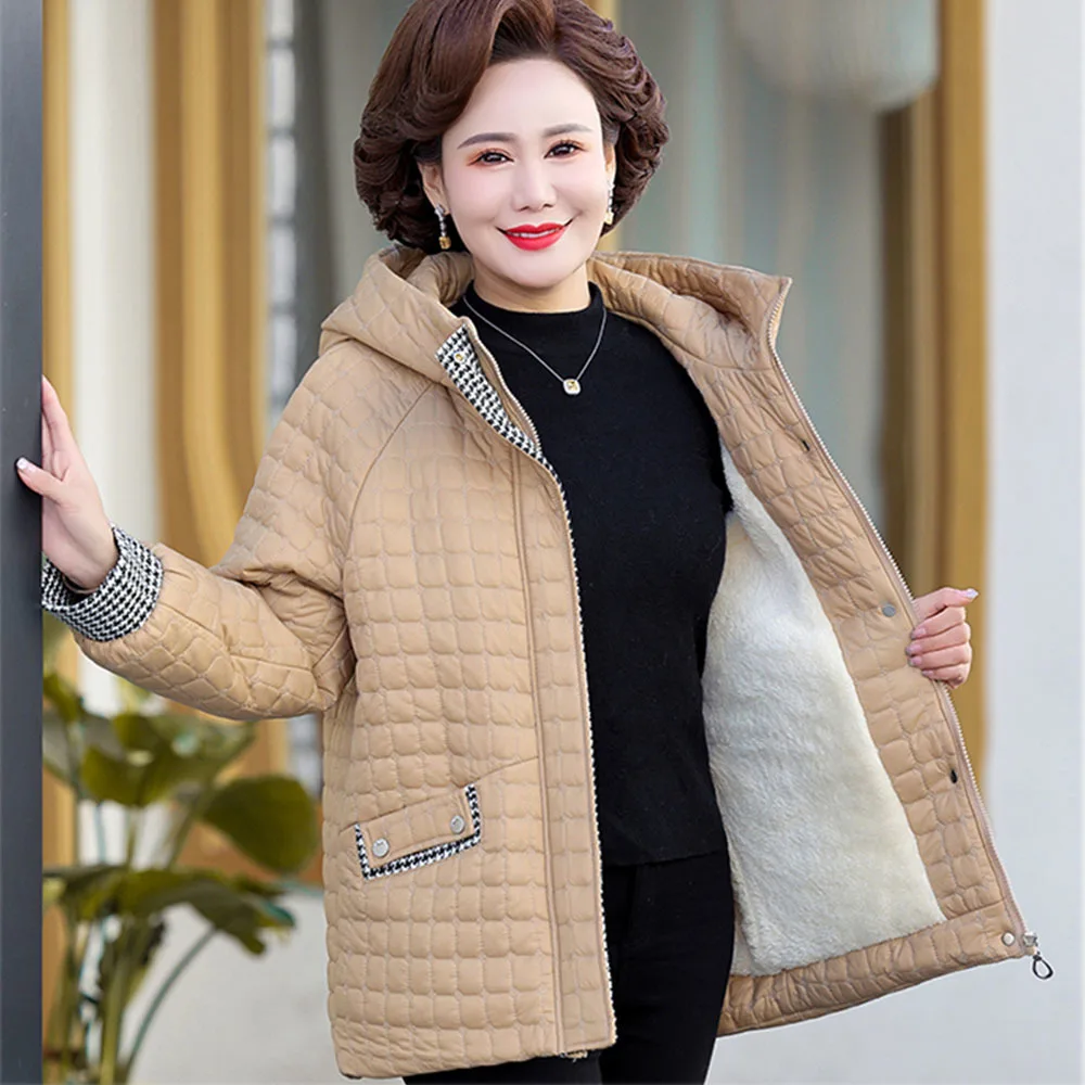 2022 New Middle Aged Cotton Jacket Mothers Winter Down Cotton Coat Short Middle Aged Women Autumn Winter Fashion Hooded Parka