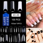 100 штук кривая C Форма поддельные накладные ногти 10 размеров X 10 шт. поддельные ногтей DIY Прозрачные типсы для маникюра удлиненные накладные ногти