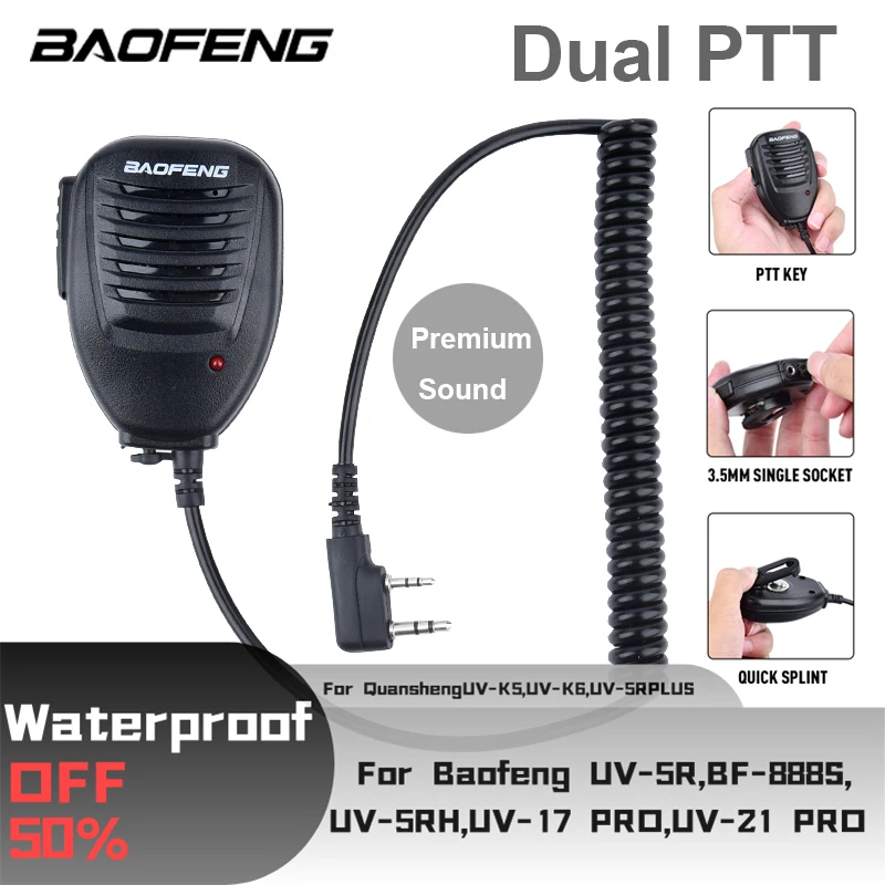 UV-K5 Baofeng Quansheng Walkie Talkie Speaker микрофон для UV-5R BF-888S UV 13 Pro UV-82 Two Way Radio