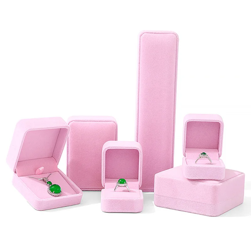 

Розовая бархатная шкатулка для украшений, длинная плюшевая коробка для колец, браслетов, ожерелий, Подарочная коробка для украшений
