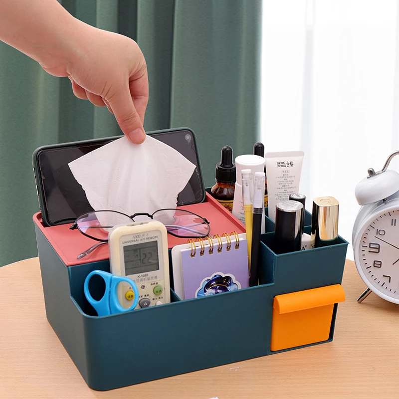 

Tissue Box Paper Box Household Paper Box Living Room Remote Control Multifunctional Creative Napkin Box Coffee Table Storage Box