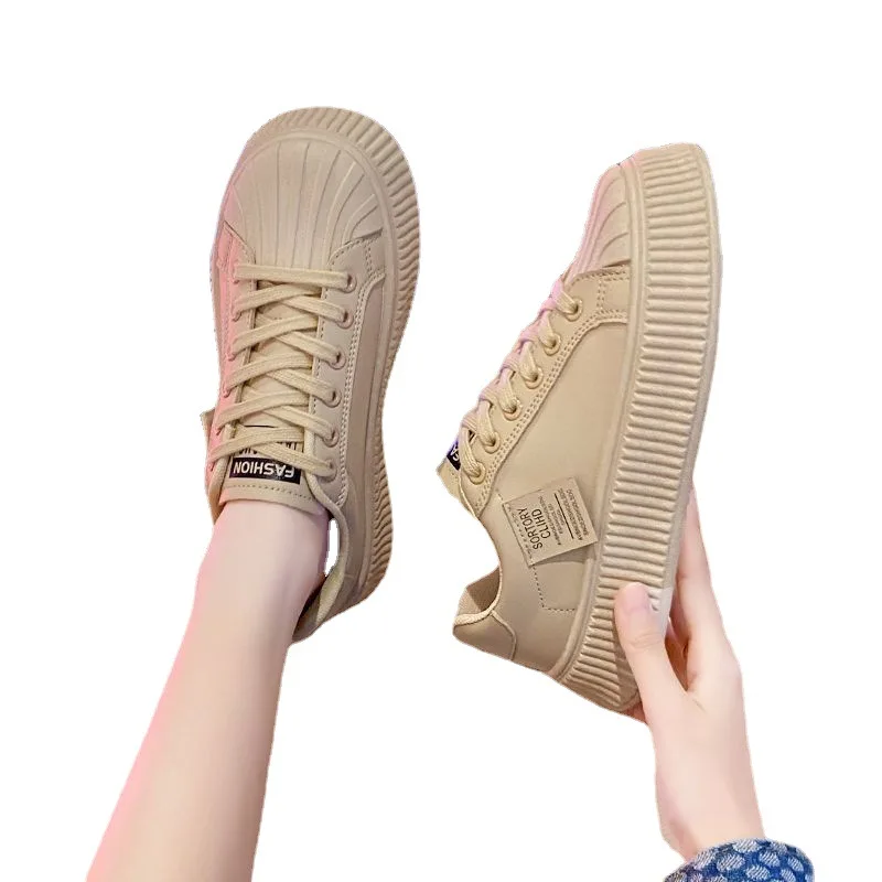 Shell Head Thick Sole Small White Shoes for Women 2023 Spring New Round Head Casual Sports Board Shoes for Women Trend