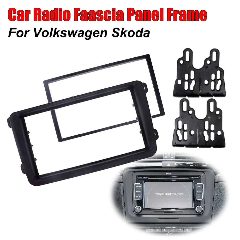 

2Din Panel Radio Frame Stereo DVD Player Mount Trim Panel Kit For Volkswagen VW Touran Caddy SEAT Skoda Fabia Octavia 178 x102mm