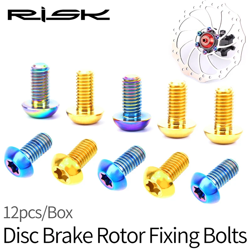 

12PCS M5*10MM Bike Disc Brake Rotor Fixing Bolts TC4 Titanium Bicycle MTB Bike Ultralight Brake Screw Cycling Accessories