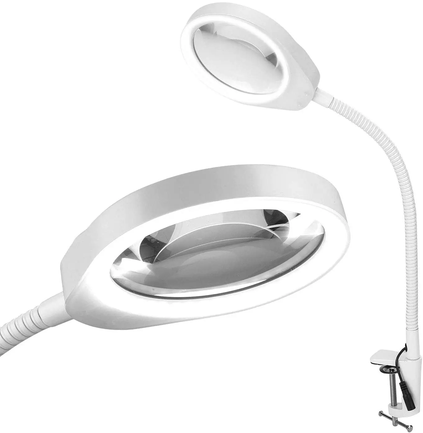 Настольная лупа 10x127 мм светодиодный большим зажимом со светодиодной подсветкой