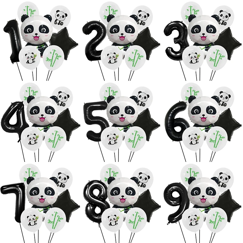 

7pc/set Cartoon Animal Black Foil Number Balloon Set Star Panda Children Birthday Party Decoration Baby Shower Animal Ballon