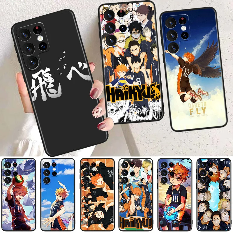 

Haikyuu Anime Phone Case For Samsung Galaxy S23 S22 S21 S20 FE Ultra S10e S10 S9 S8 Plus Lite Black Soft Cover