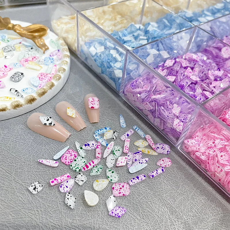 New Colored Eggshell Mix Shape Flat Back Glass Nail Art Rhinestone Apply To DIY Manicure Decoration Accessories Crystal