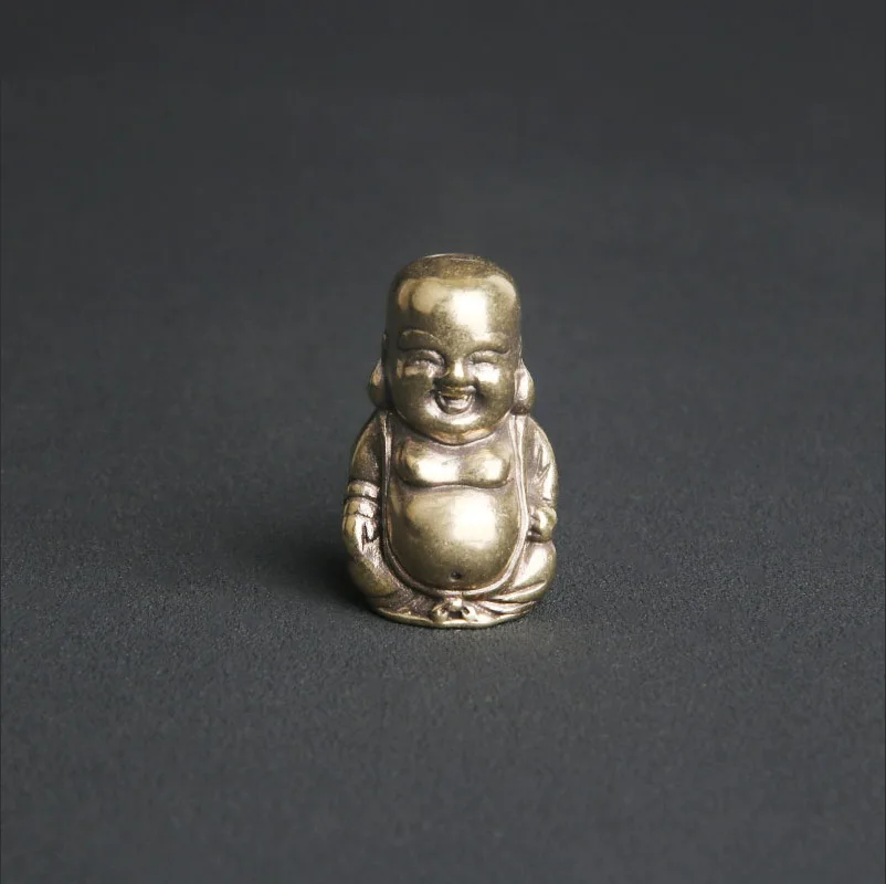 

Antique Brass Maitreya Buddha Desktop Ornament Pocket Buddha Crafts