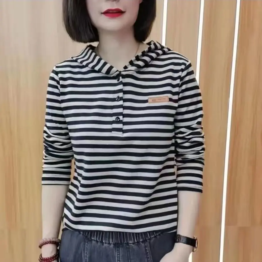

2023 New O Neck Polyester T Shirt Woman Autumn Fashion Long Sleeve Shirt Women's T-shirt Loose Korean Style Women Shirts #7793