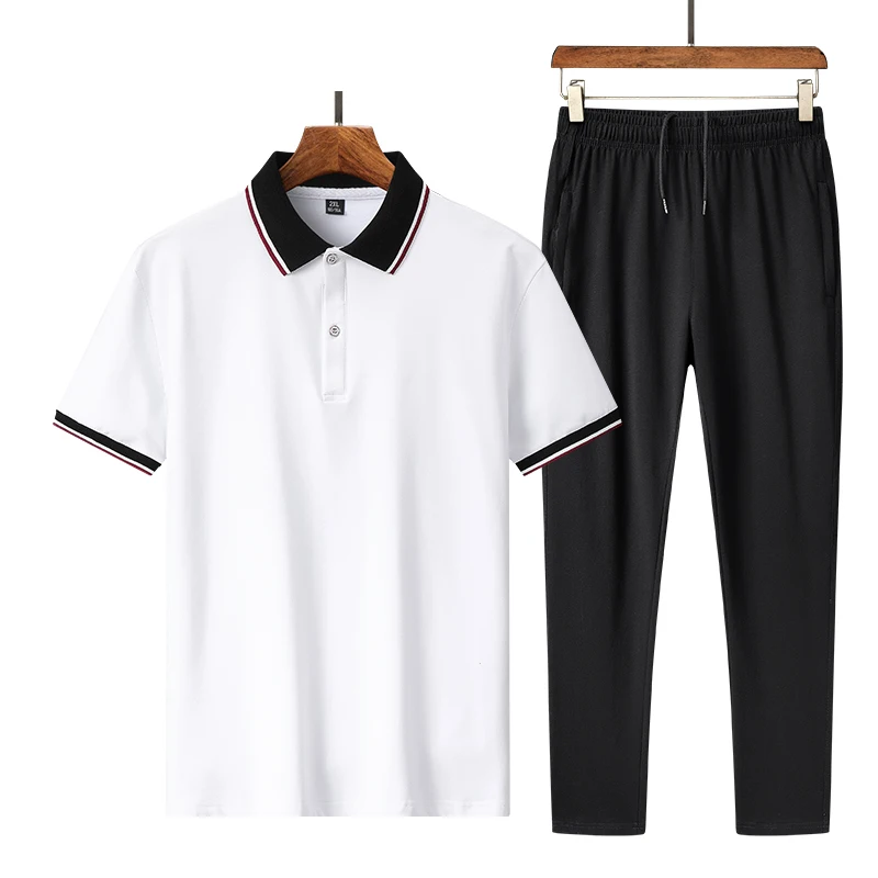 

Men's Casual Polo Shirt Shorts Suits Men Summer Breathable Sports Two-Piece Tracksuit Male Slim Fitness Short-sleeve Short Sets
