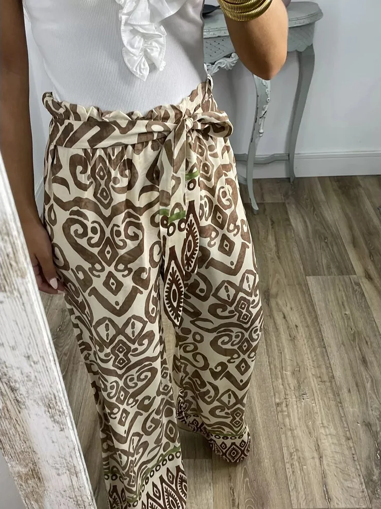 Женские осенние элегантные брюки 2023 Модные свободные прямые с эластичным поясом