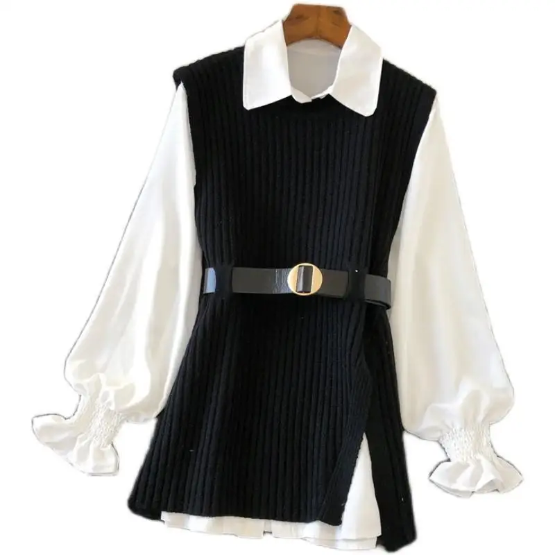 Shirt Knitted Vest 2023 Spring Dignified Goddess Fan High Quality Casual Fashion Trending Suit Fashion