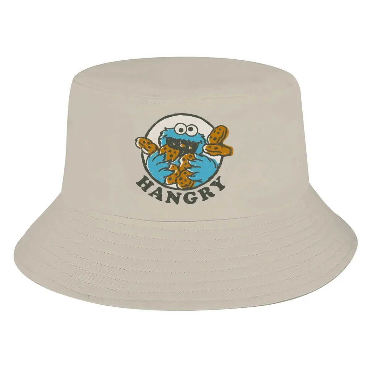 

Sesame Street Bucket Hat Vintage Cookie Monster Hangry Men's Women's Fisherman Cap Hip Hop Beach Sun Fishing Hats