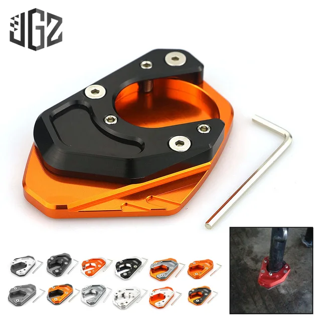 Motorcycle cnc kickstand enlarge plate side stand extension pad for ktm duke rc 390 125 200 250 690 smc enduro 990 950 adventure
