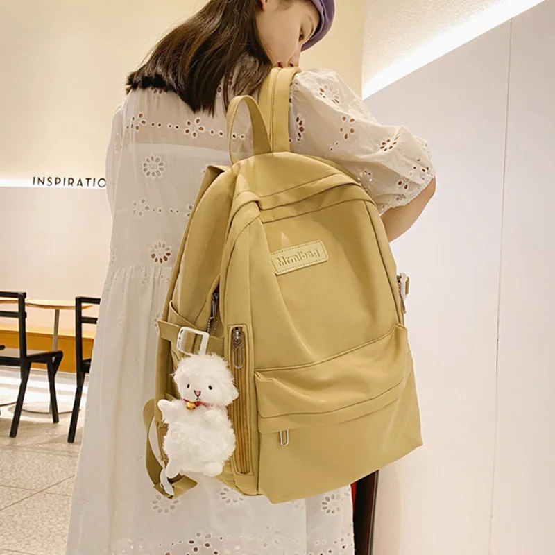 

Solid Color Women Rucksack Large School Bag Backpack for Teenage Girls Fashion College Student Back Pack