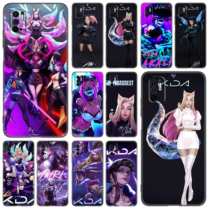 Телефонный чехол LOL-KDA Ahri Akali Kaisa для Xiaomi Redmi Note 5 6 7 8 9 10 11 11E 11T Pro 11S 4G 10T 5G 8T 9S 10S, мягкий черный Чехол