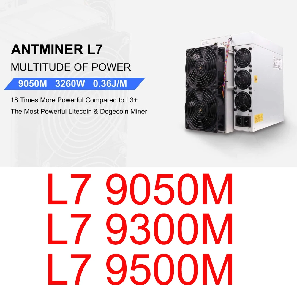 

Wholesale Price Bitmain New Antminer L7 9500MH/s 9050MH 3260W Litecoin Dogecoin Asic Miner Ship on July 15th to August15th