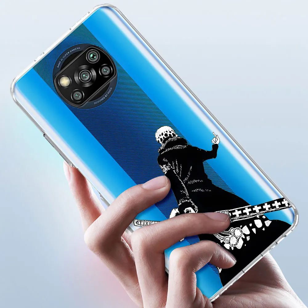 Фото Прозрачный чехол для Xiaomi Poco M7 F7 Ultra F4 X6 M3 X7 M5s M6 X4 NFC M4 F2 Pro, противоударный чехол из ТПУ, Кизару, Эйс, Робин, Лоу, Луффи №2