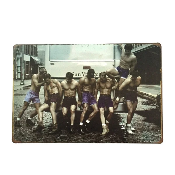

Half naked men Metal Tin signs bar home coffee wall art decor plate Vintage poster 20*30cm