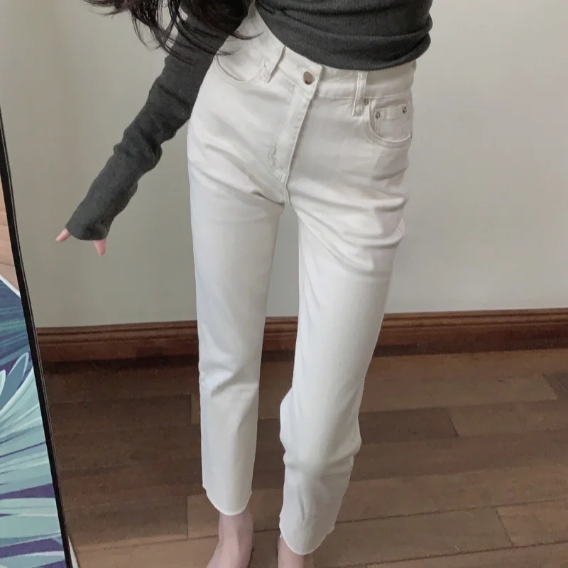 2023 Spring and Summer New All-matching Skinny Jeans for Women Casual Straight Leg Pants