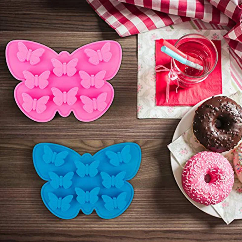 

8 Butterfly Ice Cube Tray Silicone Molds Summer Kitchen Accessories DIY Cake Chocolate Candy Baking Mold Ice Cream Maker Gadgets