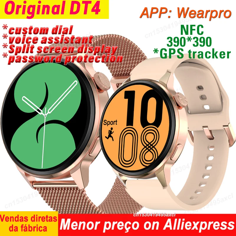 

Original DT4+ NFC Function GPS Tracker Smart Watch ECG PPG Bluetooth Call Ai Voice Assistant Wireless Password DT4 Smartwatch