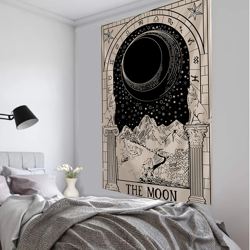 

Tarot Card Tapestry Wall Hanging Astrology Divination Bedspread Beach Mat Vintage God Goddess Moon Print Blanket wall hanging