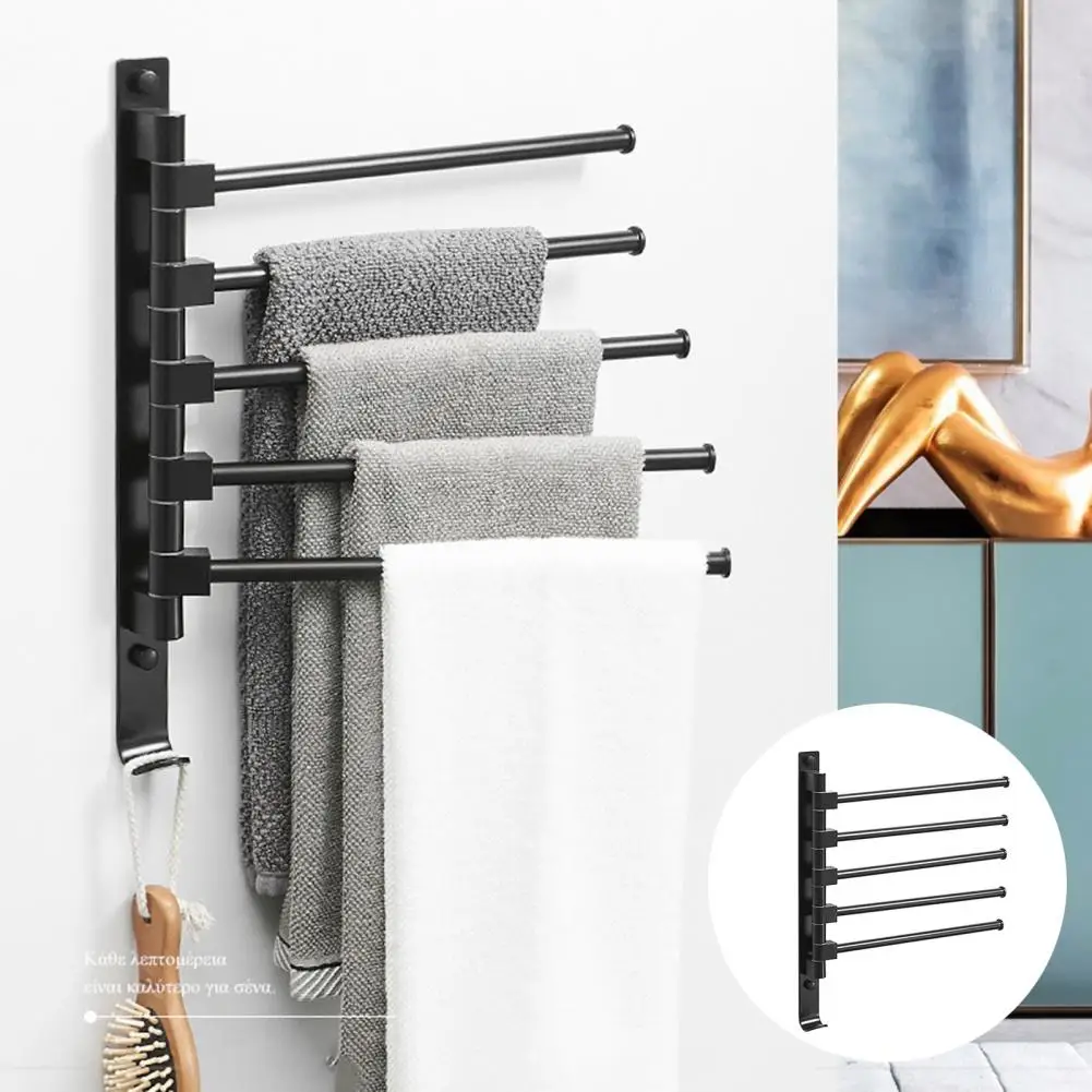

Towel Rack Anti-Slip No-punching Strong Load-Bearing Waterproof Space Saving Rustproof Wall Mount Rotating Towel Holder
