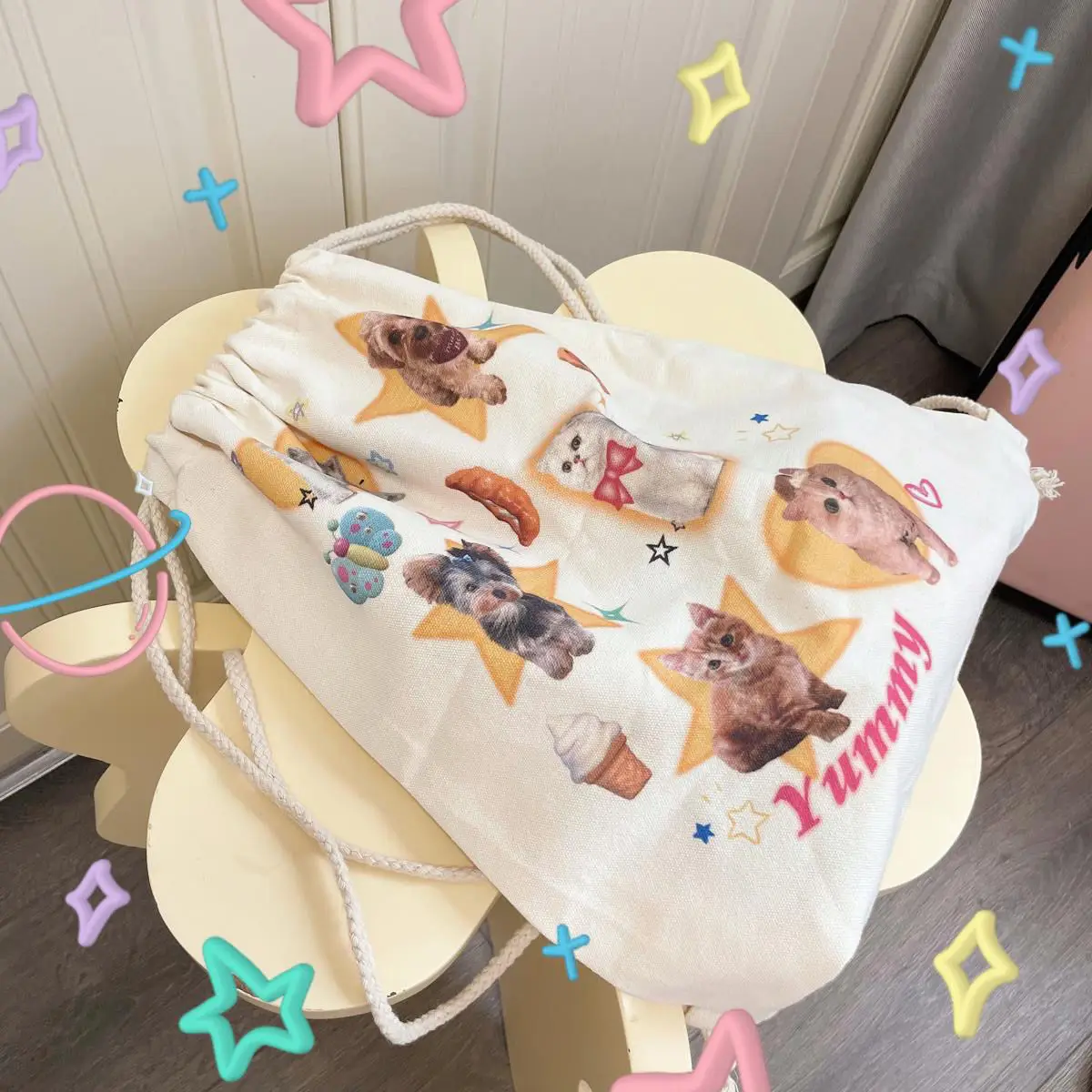 Школьный рюкзак Y2k со звездами и принтом животных Детские милые дорожные сумки на