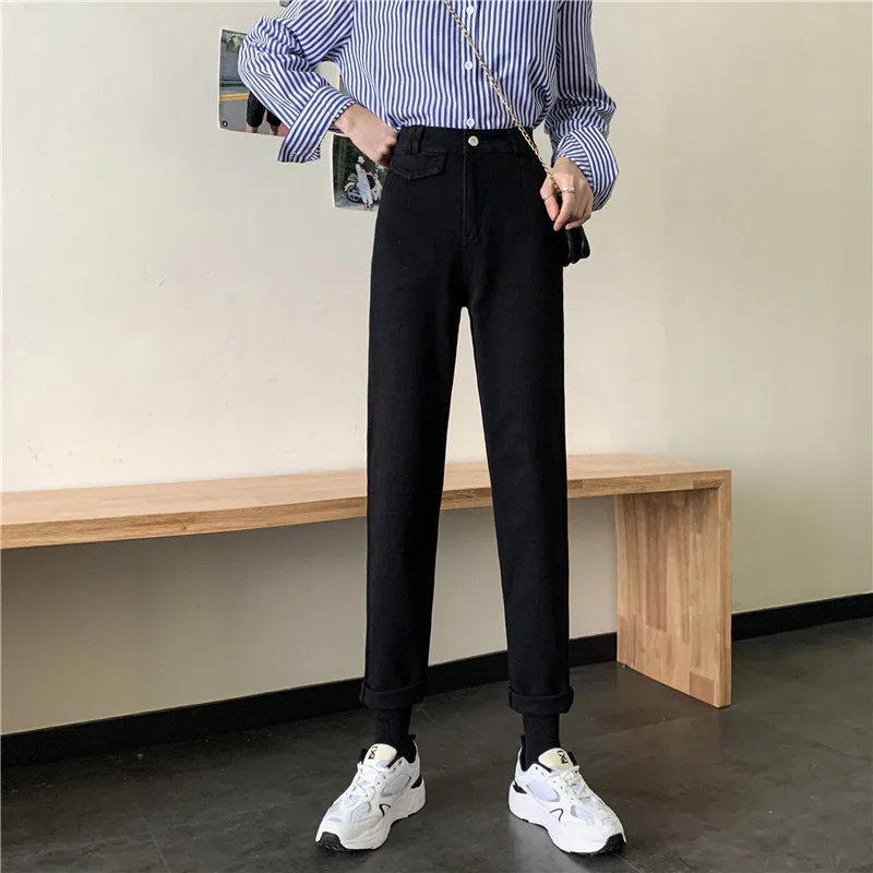 

DD1160 новые модные Универсальные узкие брюки-султанки с высокой талией, прямые джинсы