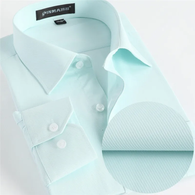Men's Business Shirts 2016 Spring New Arrival Male Fashion Solid Casual Slim Fit Turn-down Collar Long Sleeve Shirt  8XL M007
