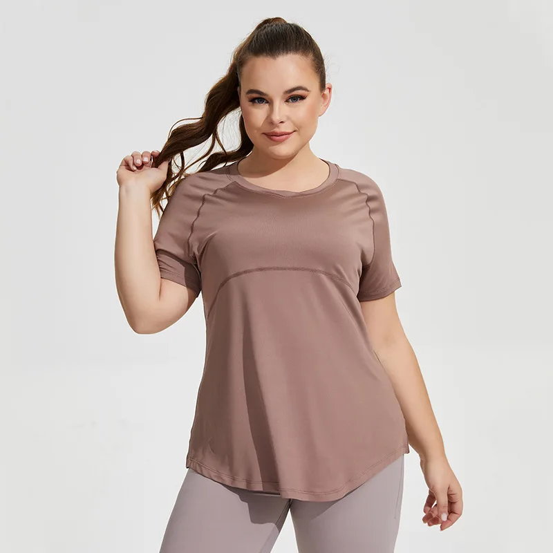 Plus Size Women Tops Summer Short Sleeve Breathable Running Gym T Shirt Yoga Shirts Woman Fitness Outfit Casual Shirt 3XL 4XL