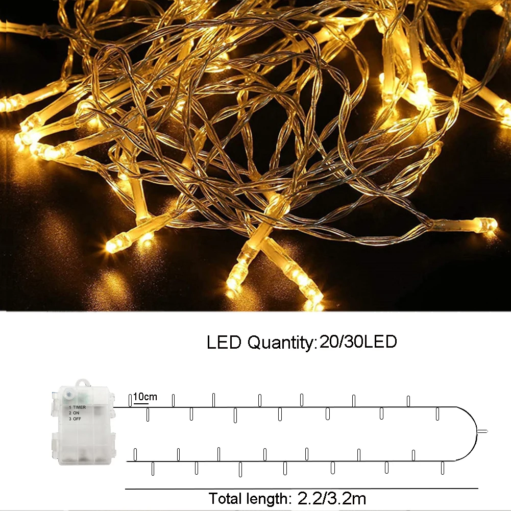 Сказочные огни на батарейках 20/ 30 светодиодный гирлянды с таймером