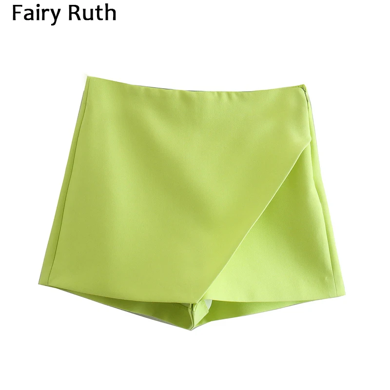 

2022 Summer New Women Fashion Elegant White Skirt Shorts Side Zipper Pockets OL Shorts Pantalones