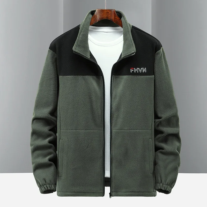 Мужское флисовое пальто с воротником-стойкой Осень-зима