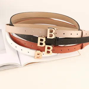 Imported High Quality Slide Buckle B Letter White Genuine Leather Waistband Casual Ceinture Homme Fashion Men