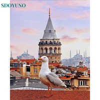 sdoyuno painting with by number animal diy kit on canvas for drawing coloring handmade with frame picture by number home decor