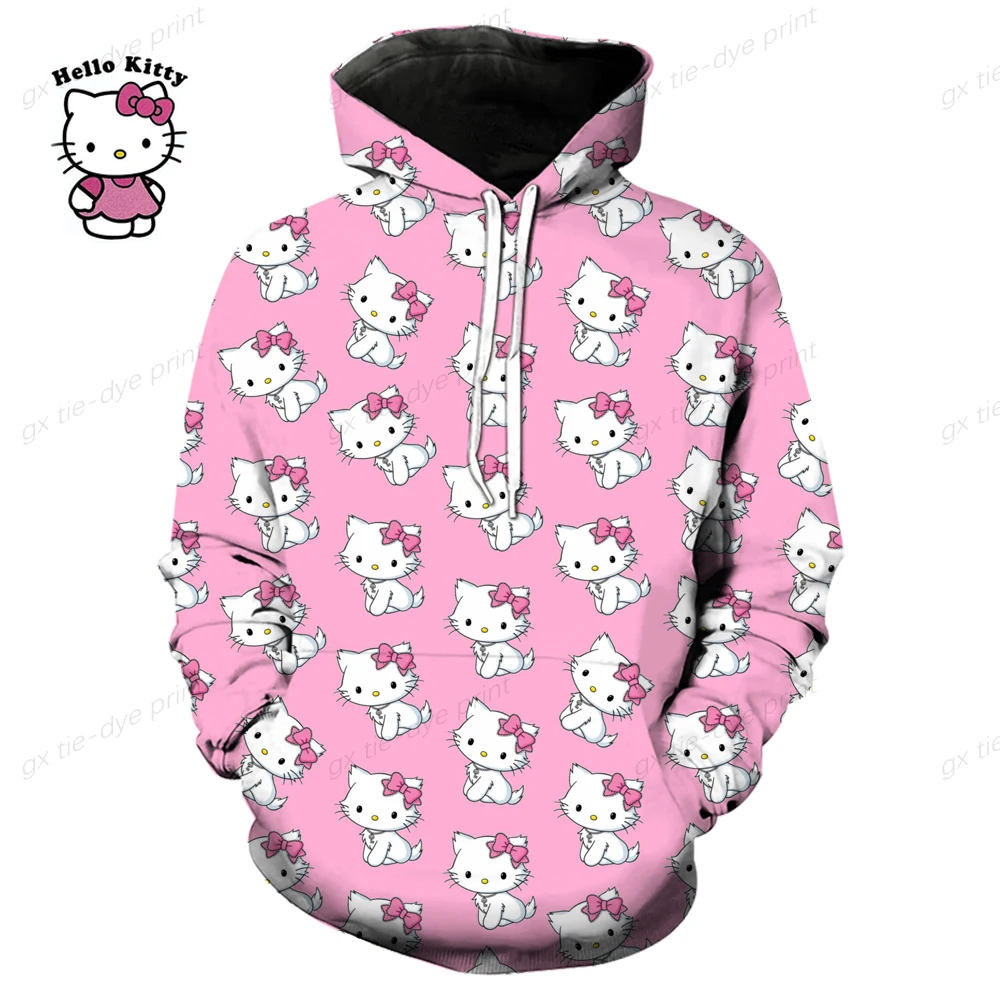 

Women Sweatshirts HELLO KITTY Pullover Tops Loose Long Sleeves Female Fashion Streetwear 2023 Autumn Winter Casual Hoodies Y2K